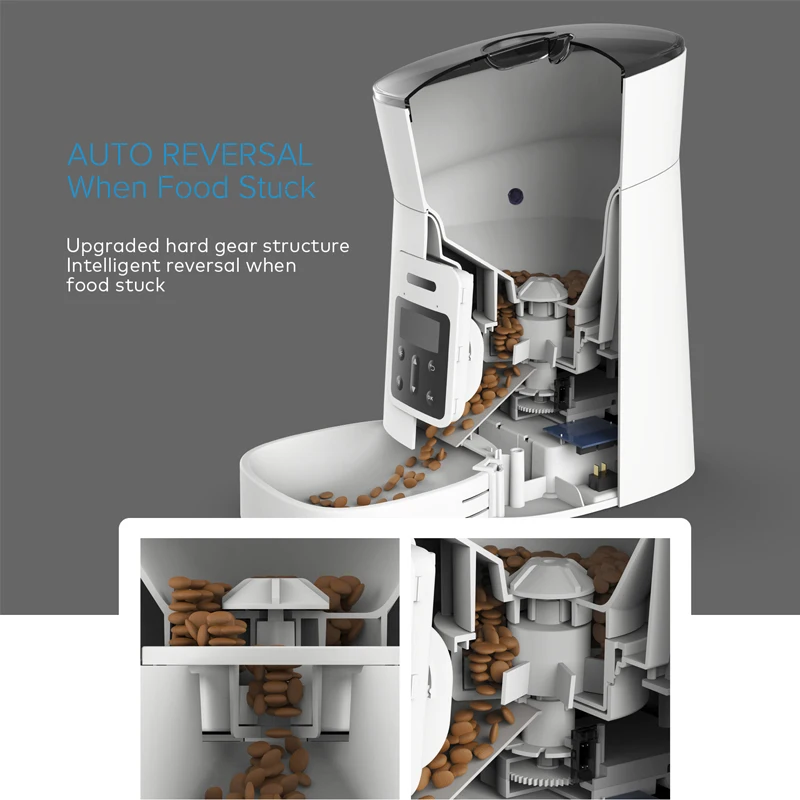 Comedero automático para mascotas, programación inteligente con temporizador, para perros y gatos, dispensador de comida seca con plato.